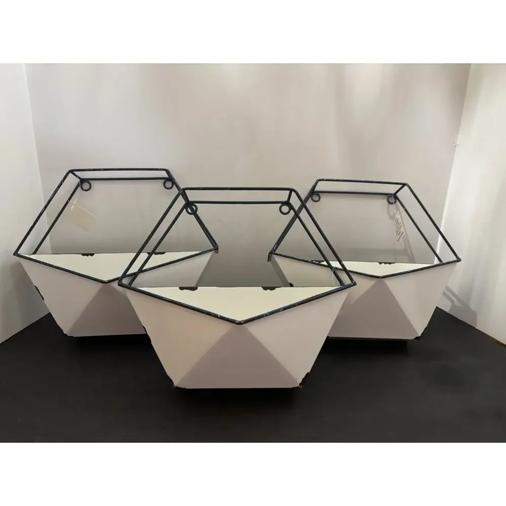 Hobby Lobby Geometric Wall Mounted Planters 3pc Set Metal Black/White